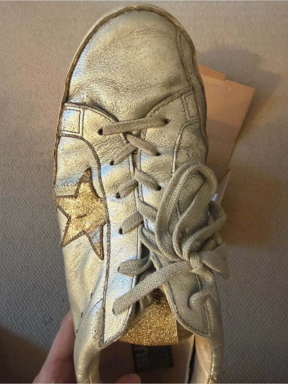 Golden Goose Gold and Silver Hi-Star Sneakers - Picture 8 of 11